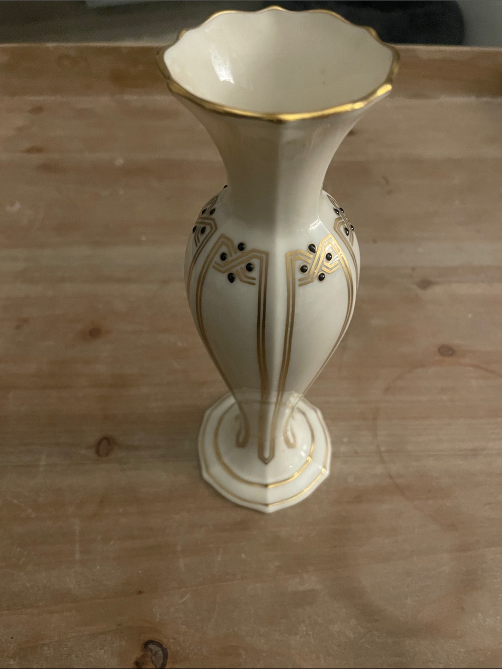 Lenox White Porcelain Vase with Gold Trim